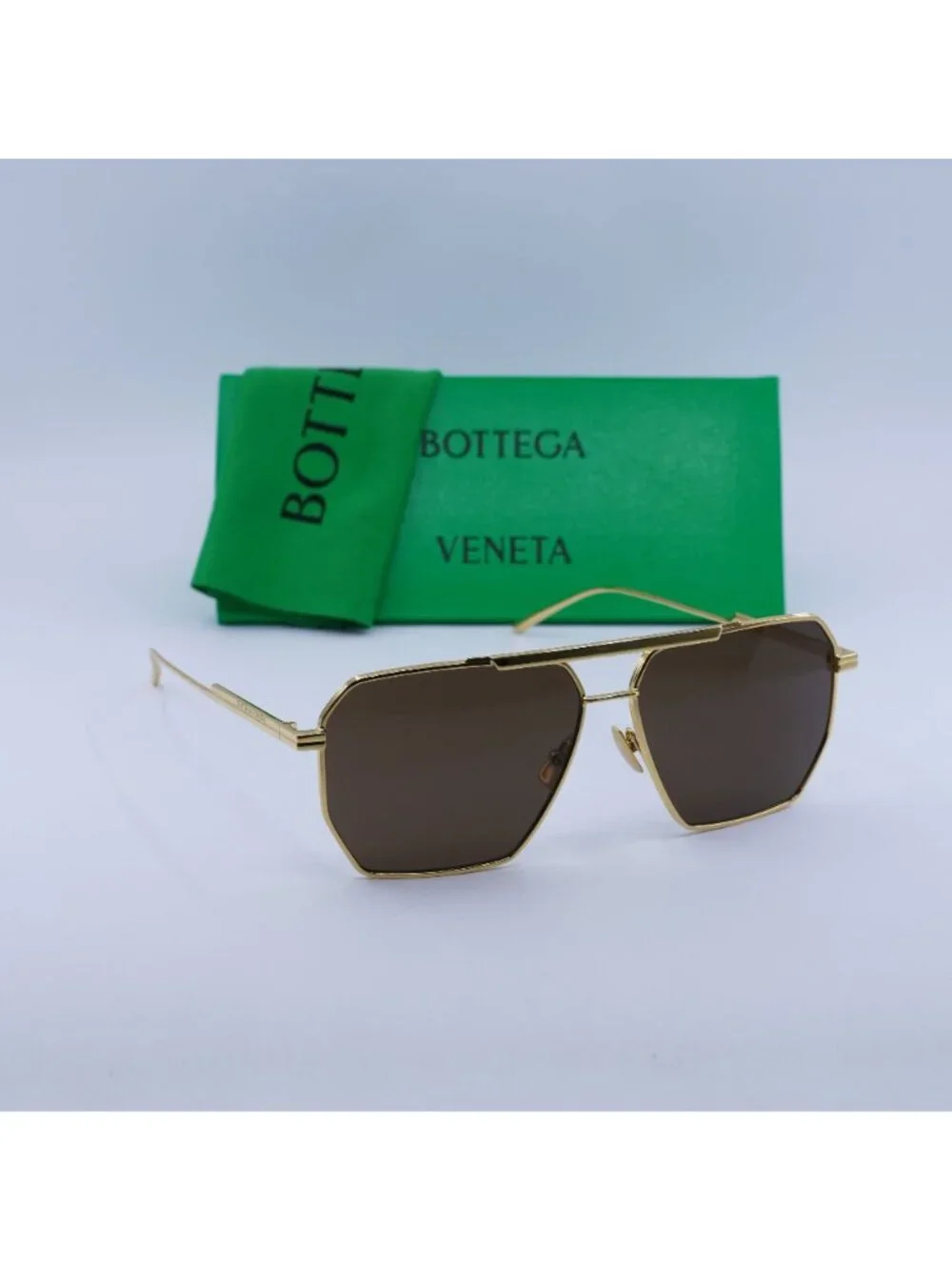 Bottega Veneta BV1012S 003 Aviator Sunglasses - Gold / Brown